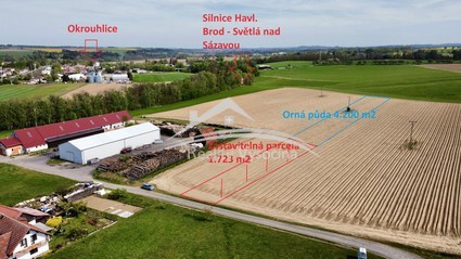 Prodej komerčního pozemku 1 723 m2, Okrouhlice - Babice  - Fotka 1